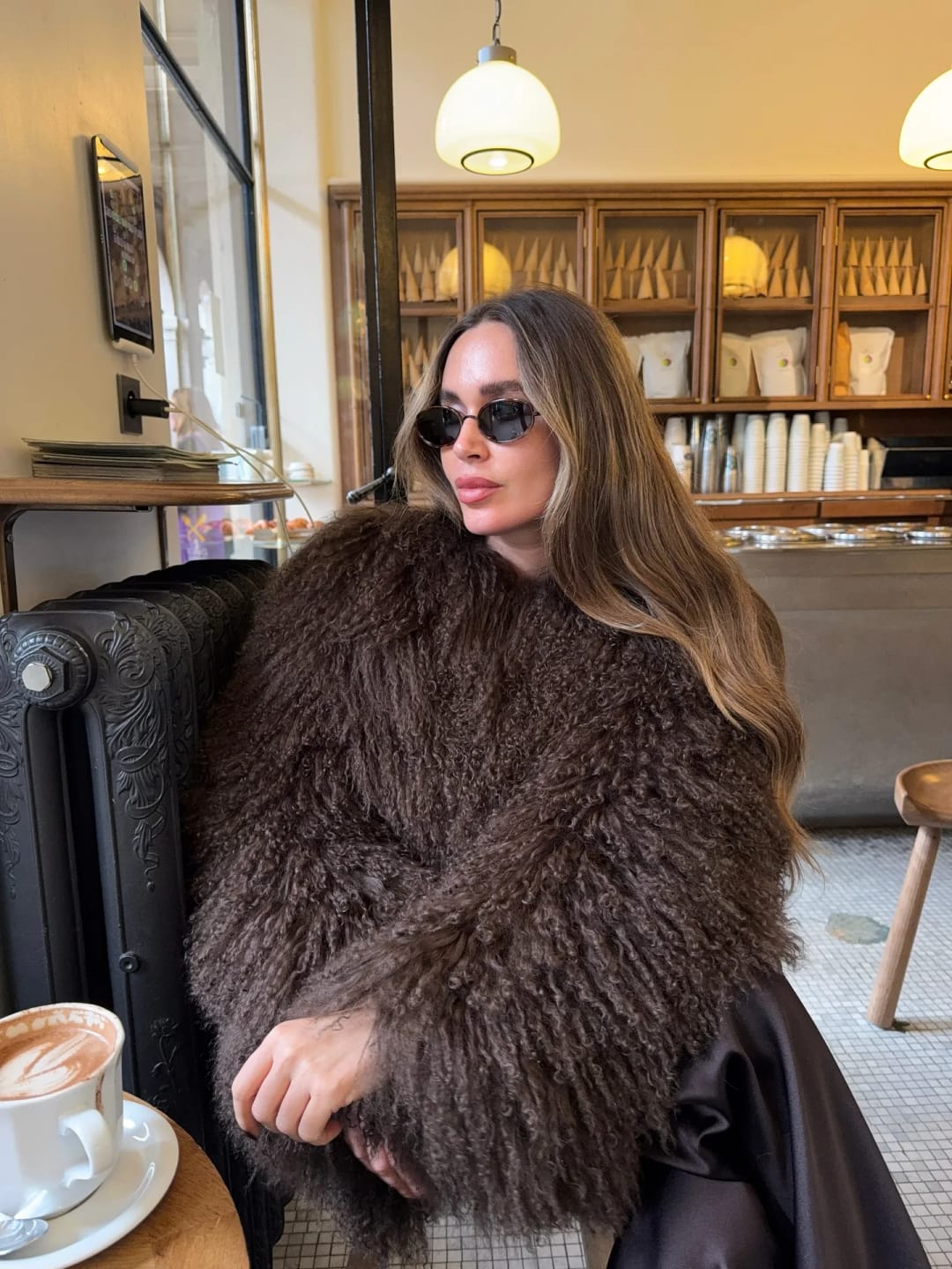 Customer photo review of Liza Fuzzy Faux Fur Coat