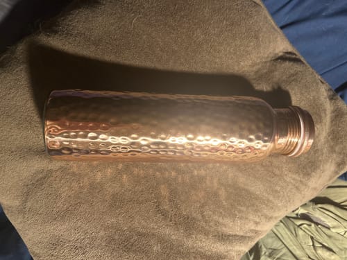 Customer photo review of Certified Ayurveda® Pure Copper Water Bottle - V2 Hand-Hammered Edition