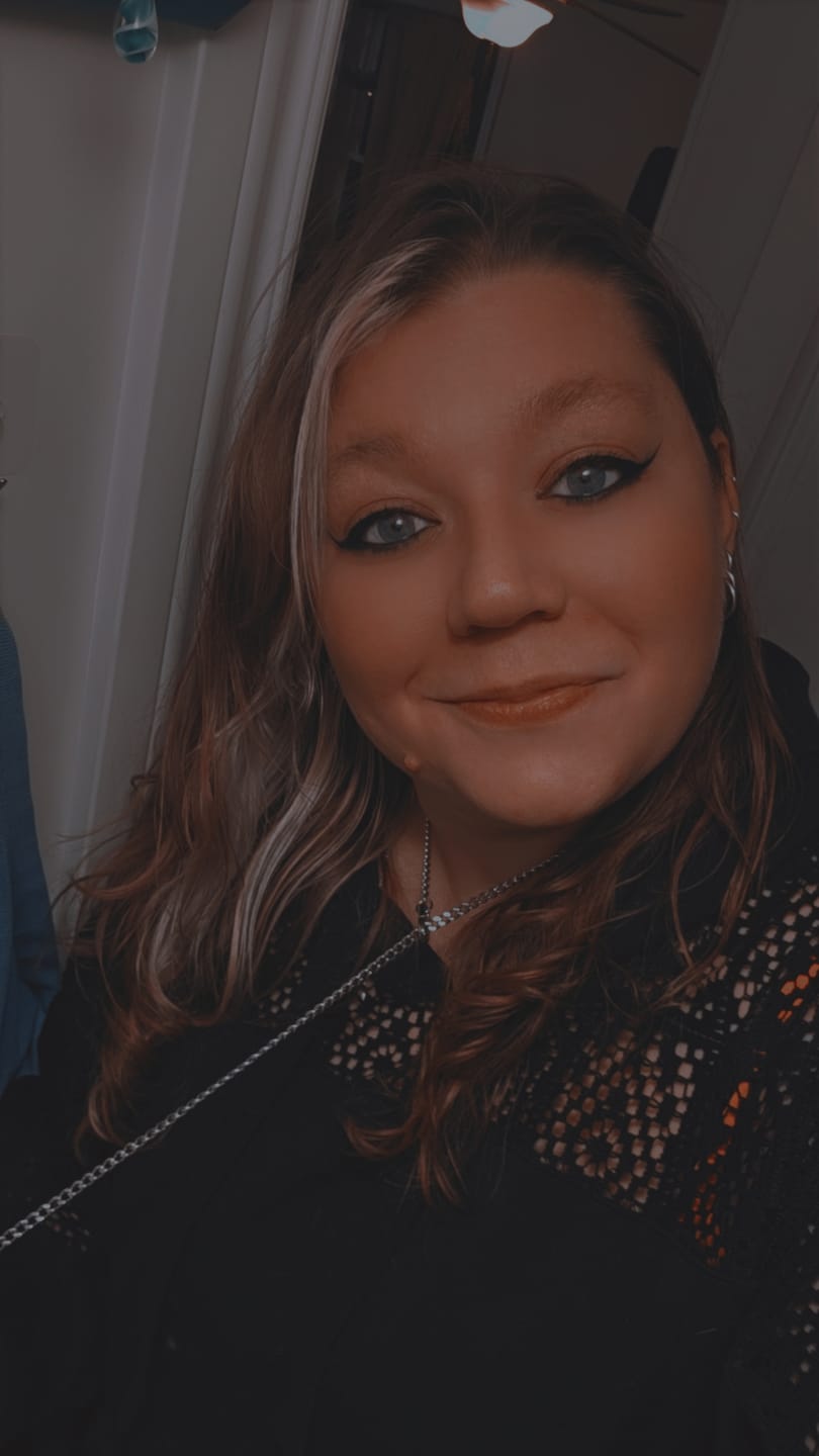 Customer photo review of Midnight Whisper Velvet Choker – Gothic Cross Edition