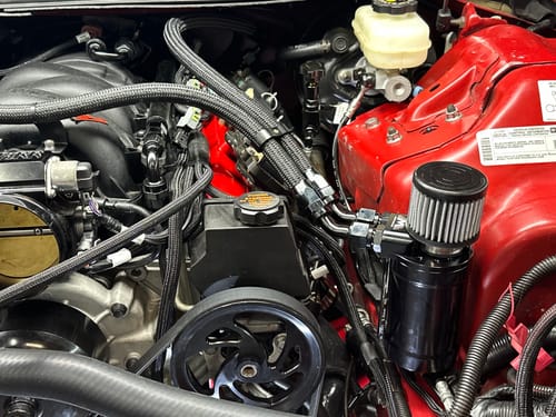 Customer photo review of Top Loader Billet Internally Baffled Oil Catch Can (Dual 10AN Port)