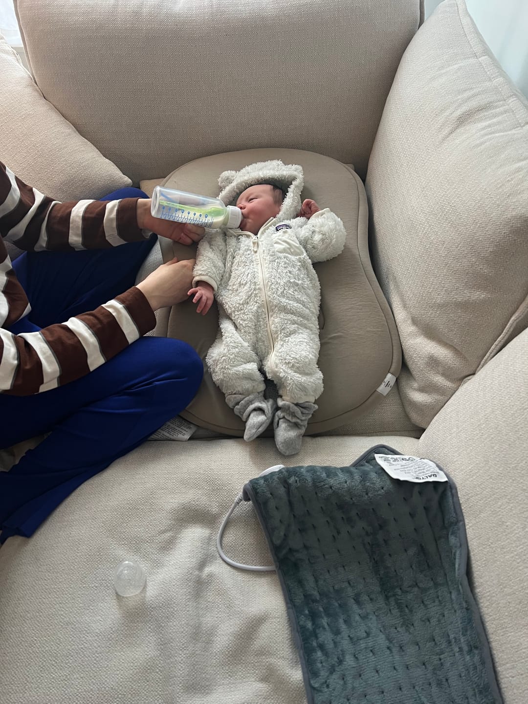 Customer photo review of Cozie Fleece Gripper Baby Bootie - Heather Gray