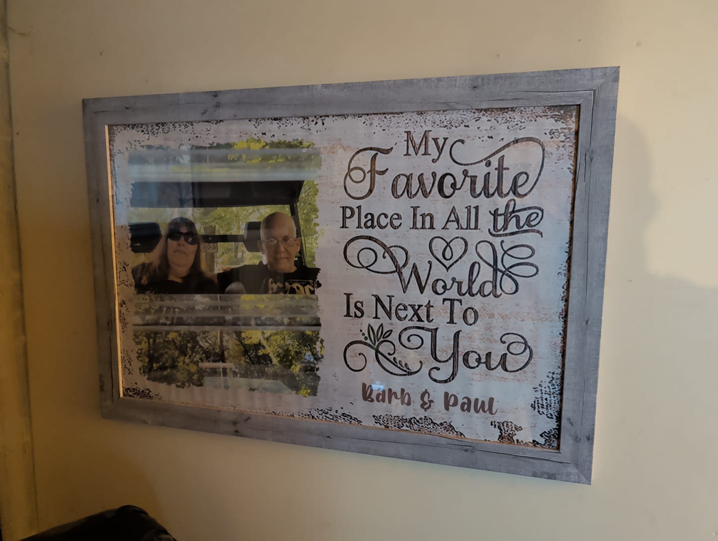 Customer photo review of Next To You Is One Of My Favorite Places To Be - Upload Image - Personalized Horizontal Poster
