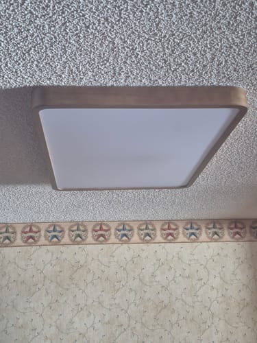 Customer photo review of Rectangle Walnut Dimmable LED Flush Mount Ceiling Light
