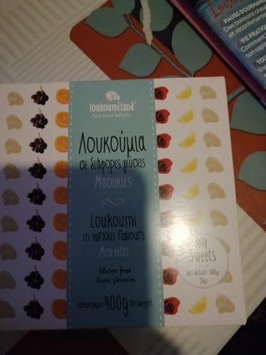 Customer photo review of Loukoumi mixed flavours (rose, mastic, lemon, orange, and must) - 400g