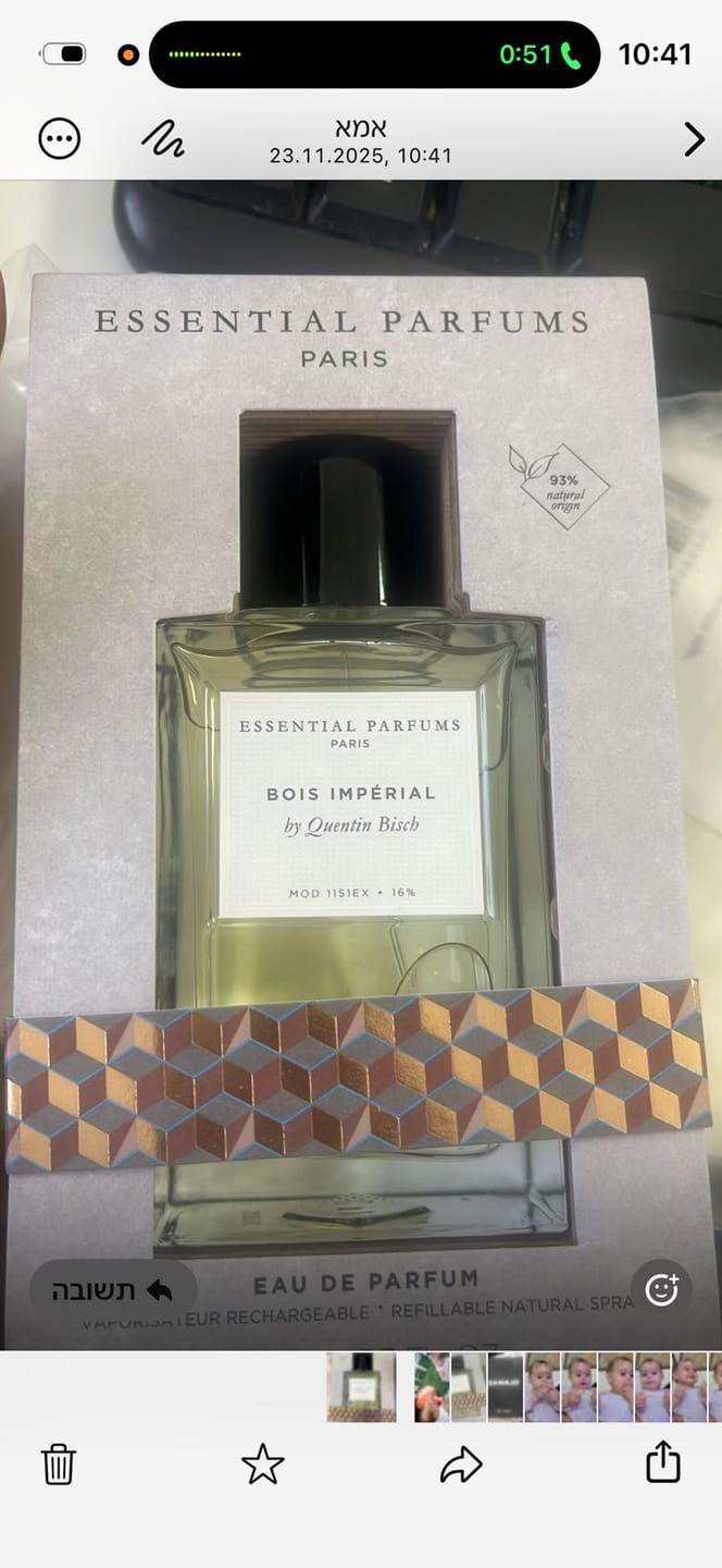 Customer photo review of Essential Parfums Bois Imperial by Quentin Bisch Refillable Edp 100ml בושם אסנשיאל פרפיום בויס אימפריאל יוניסקס