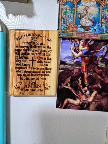 Customer photo review of "Our Father" Olive Wood Magnet