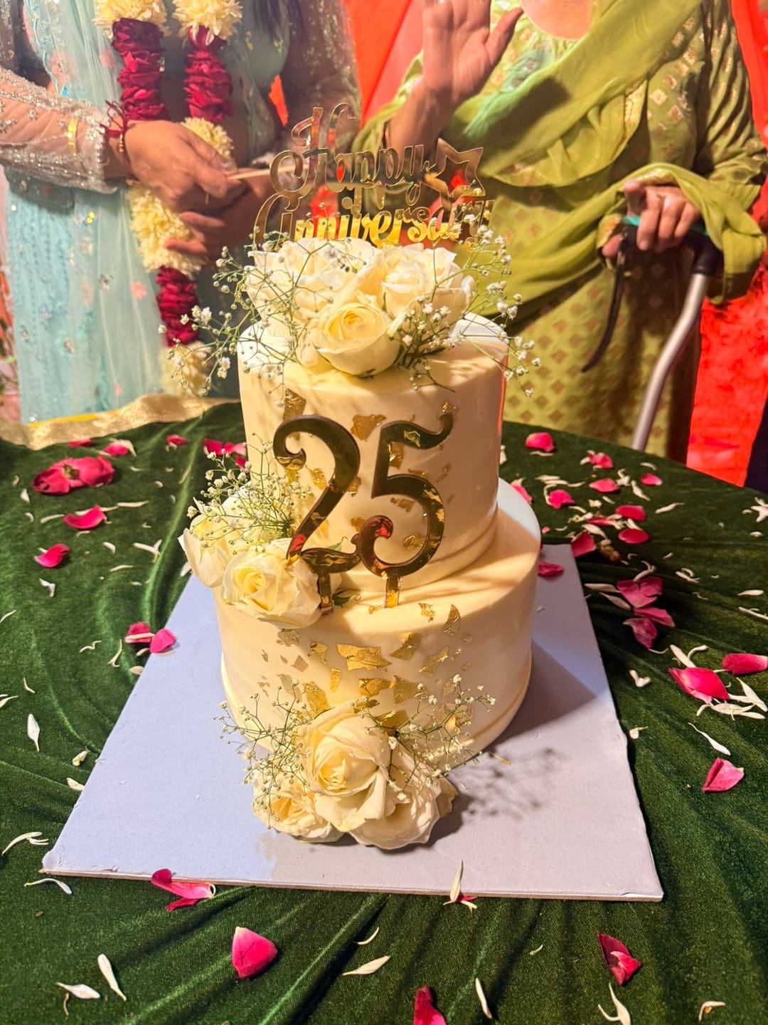 Customer photo review of Ivory Gold Wedding Cake