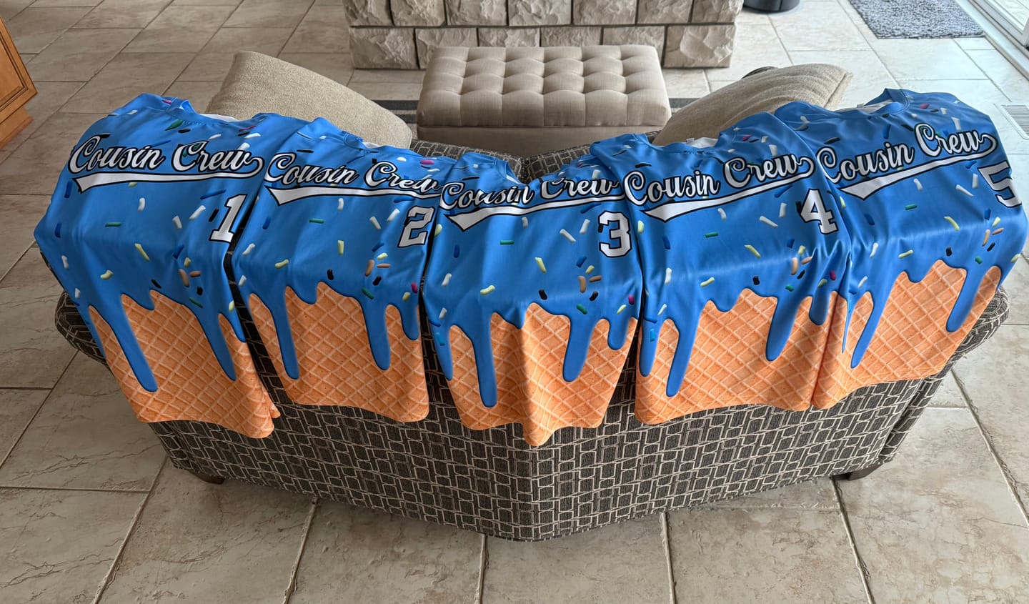 Customer photo review of Custom Light Blue Ice Cream Cone Graffiti Pattern Fashion Authentic T-Shirt