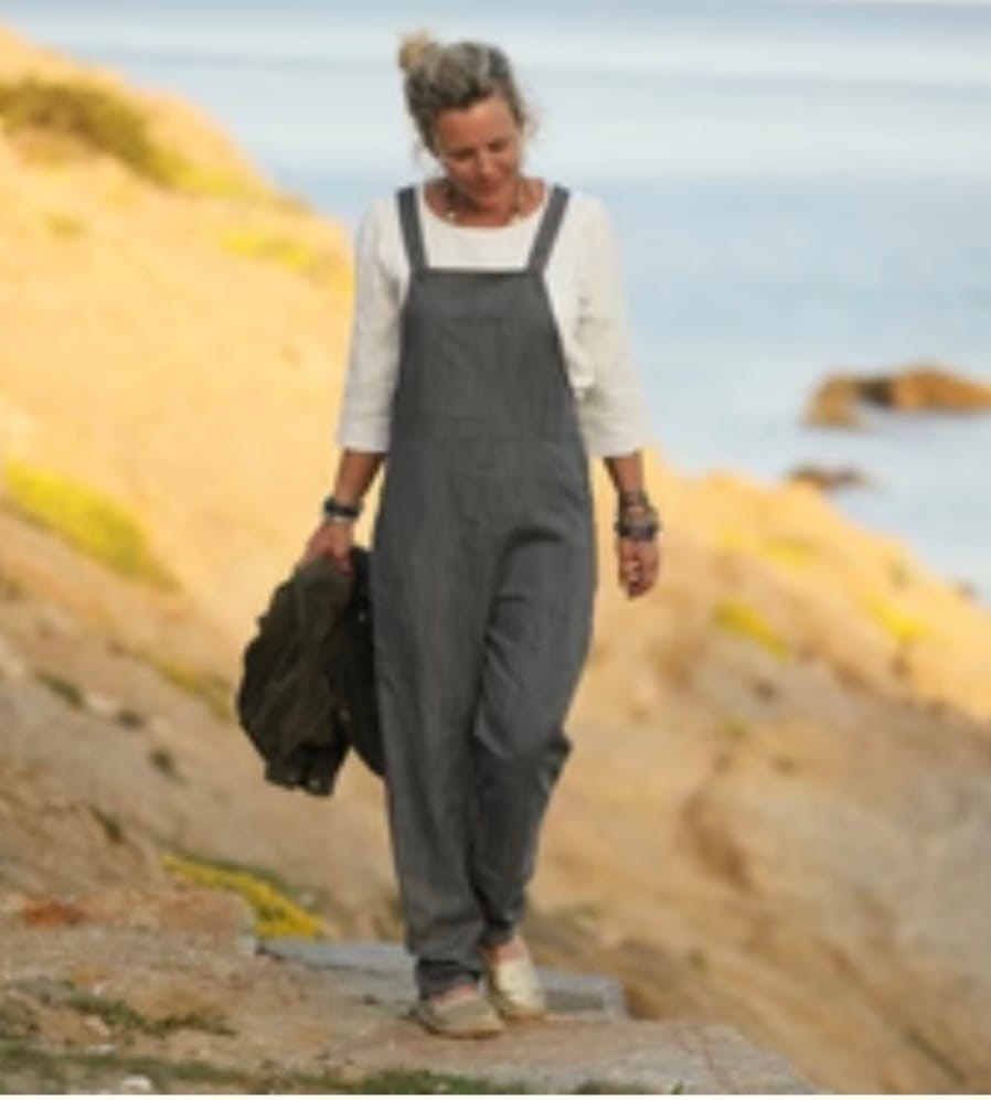 Customer photo review of Salopette Mariette en jean gris