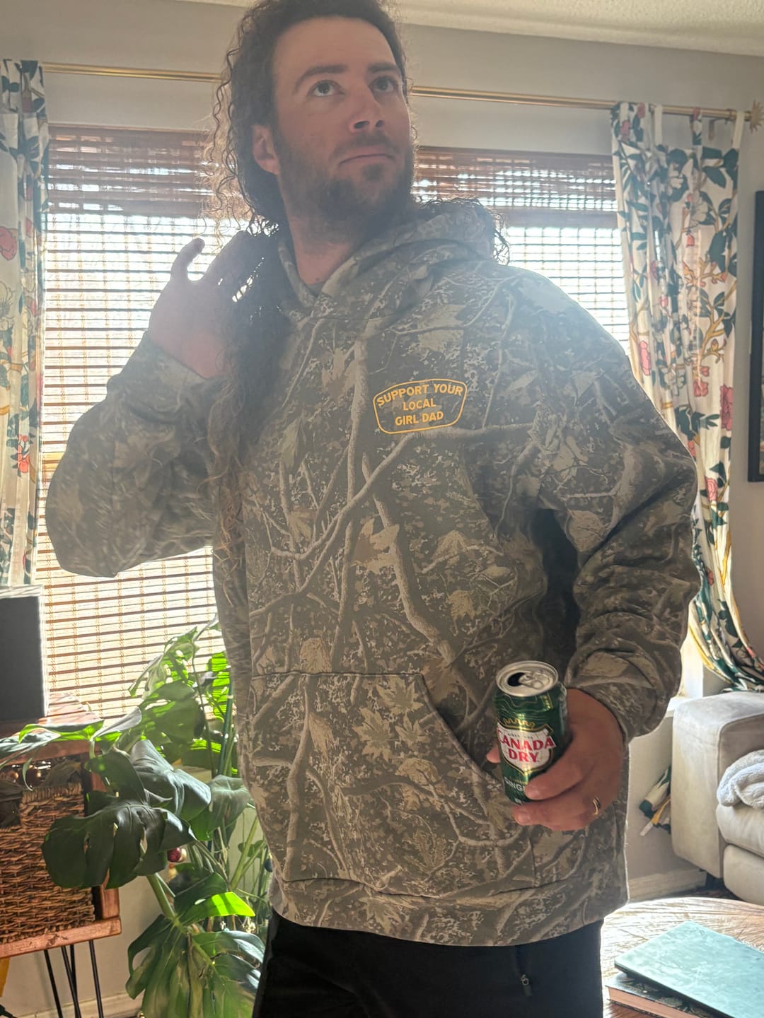 Customer photo review of Support Your Local Girl Dad Hoodie (Tree Camo Edition)