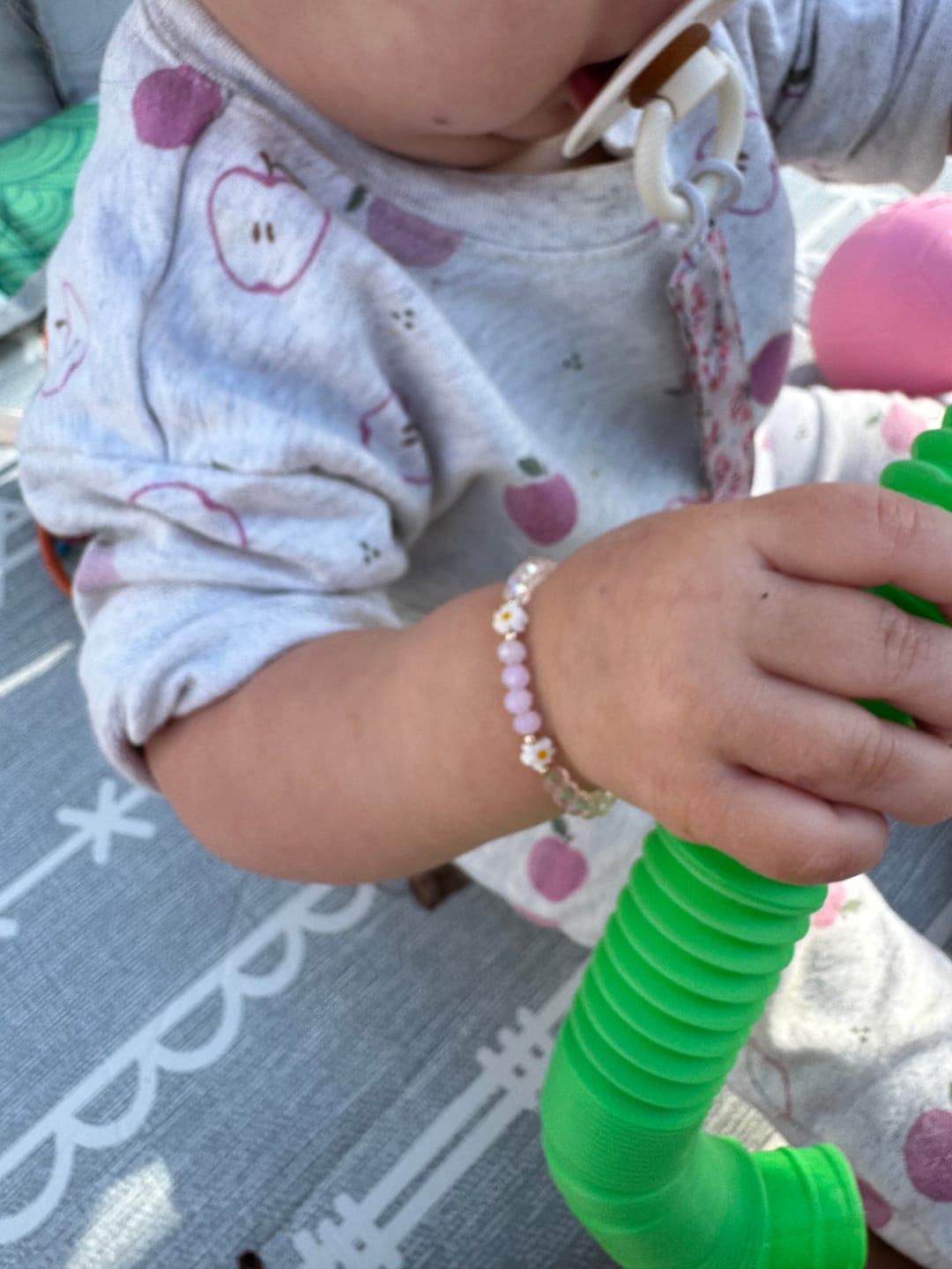 Customer photo review of Daisy May Bracelet (Pink 2MM + 4MM Beads)