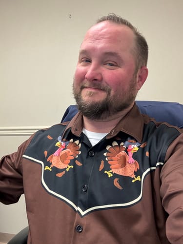Customer photo review of Men's Thanksgiving Day Funny Holiday Long Sleeve Shirt