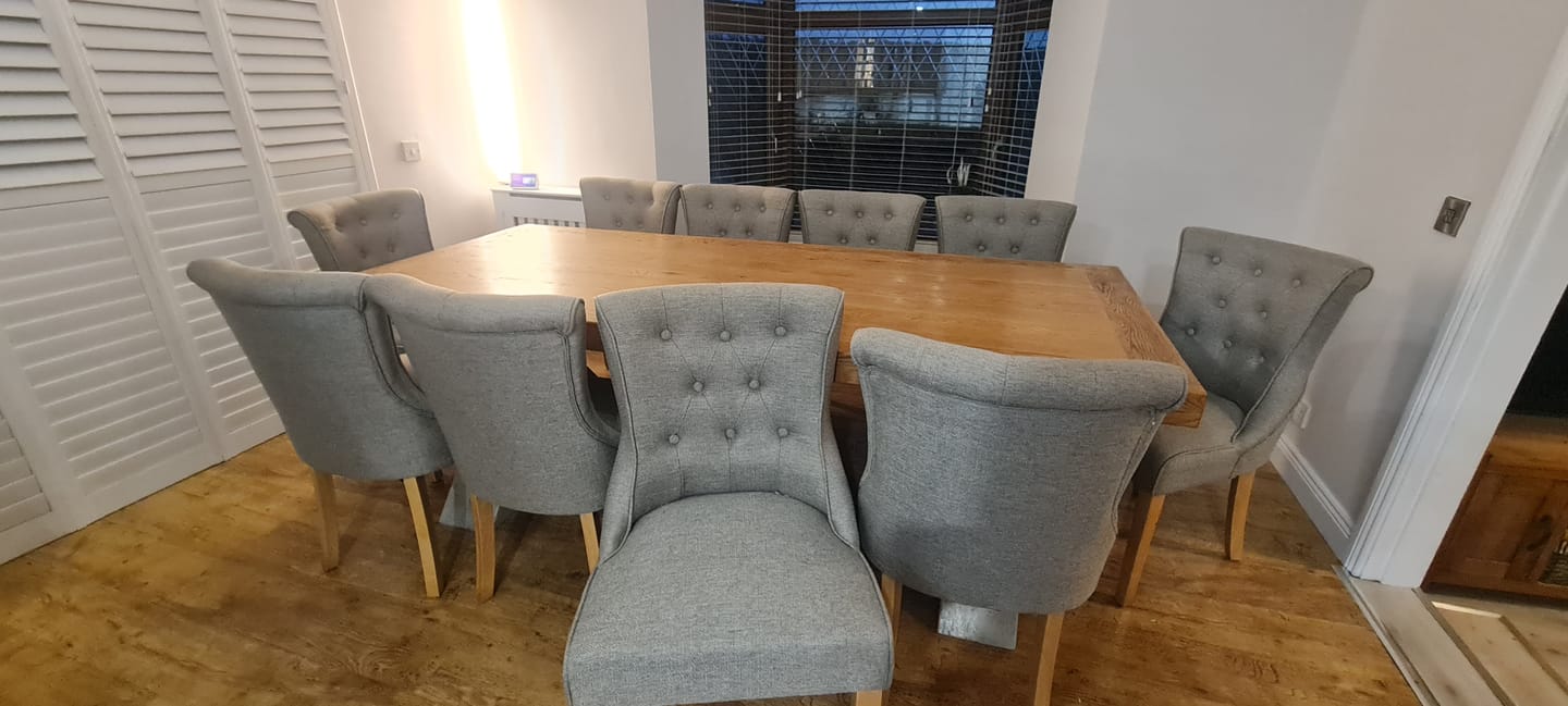 Customer photo review of Kingston Cement Grey Linen Dining Chair
