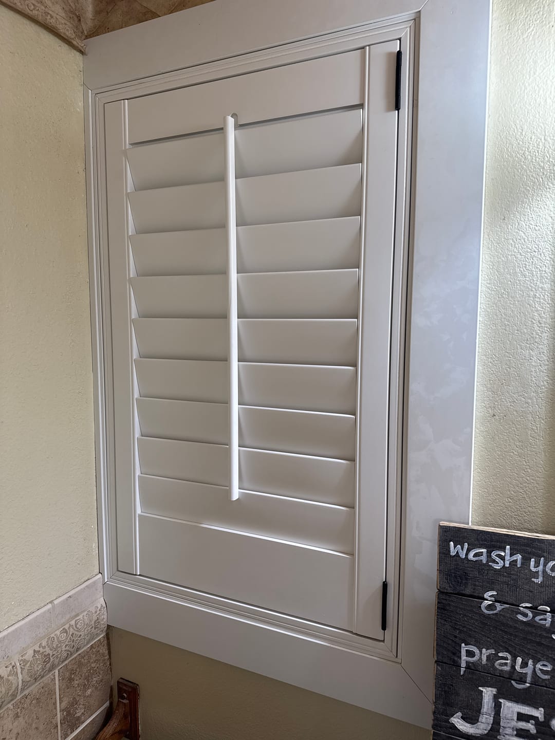 Customer photo review of Painted Wood Plantation Shutter