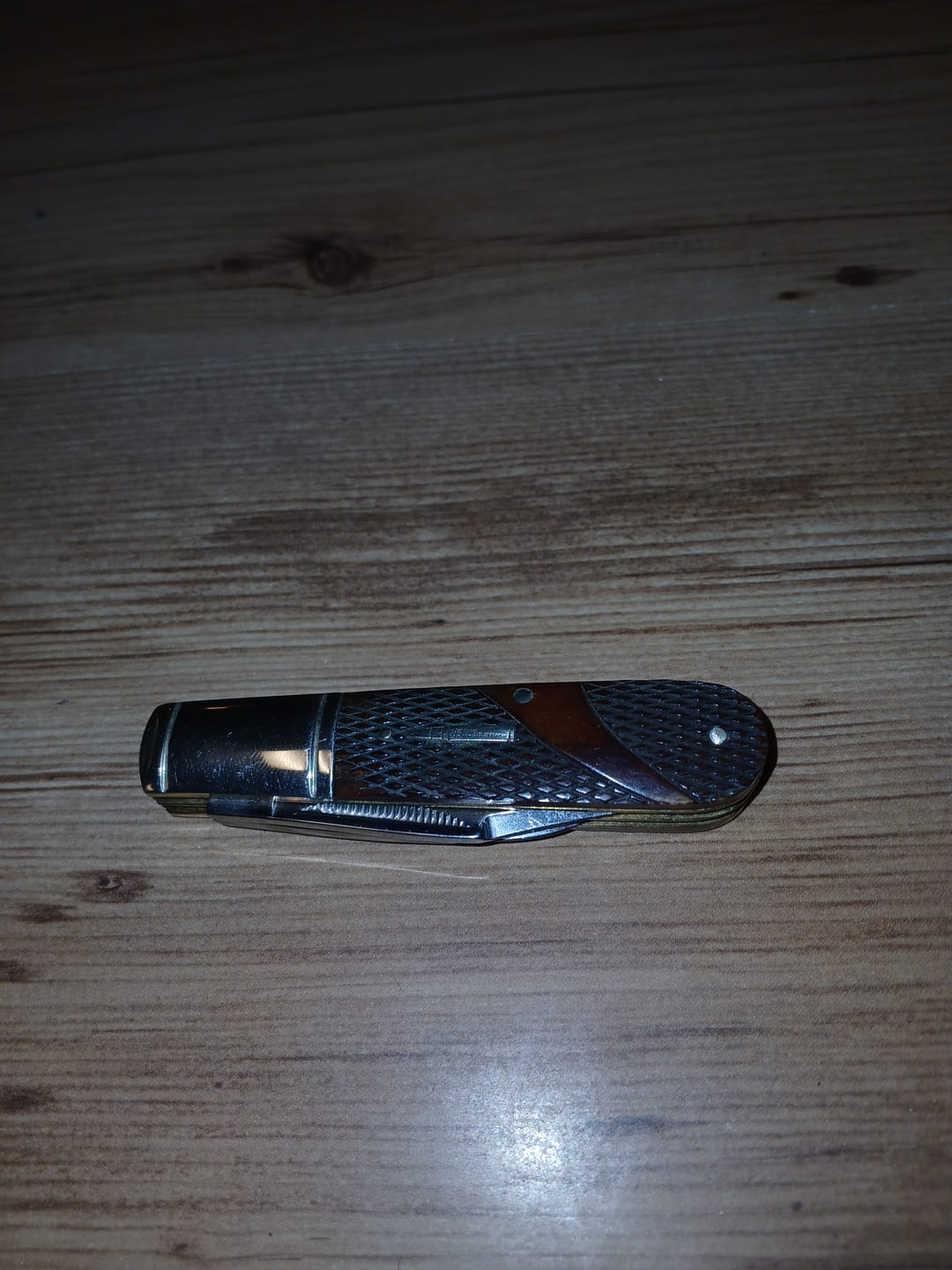 Customer photo review of Moose Knife - Brown Checkered Bone