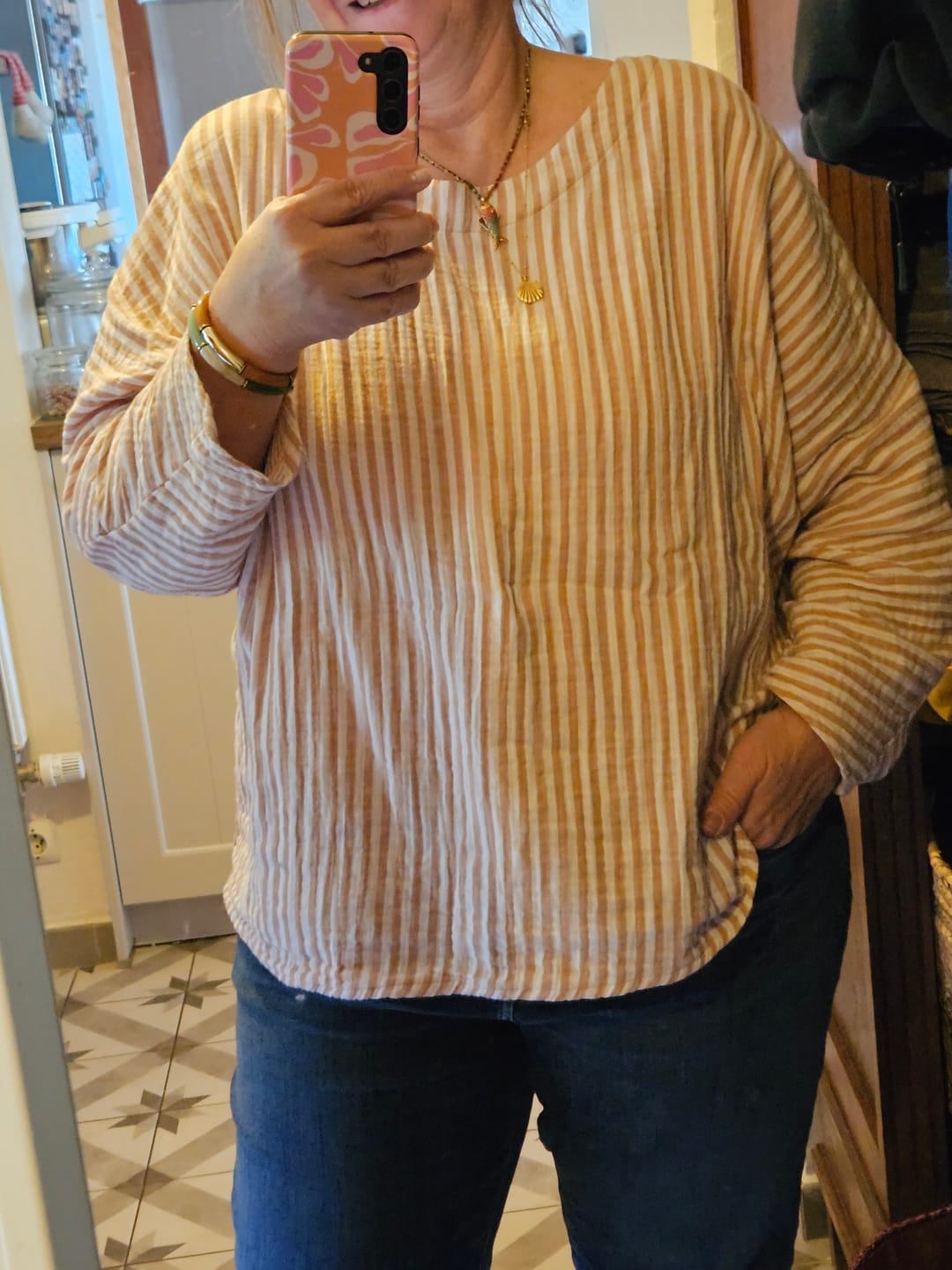 Customer photo review of Blouse Naomie - double gaze de coton rayée écureuil