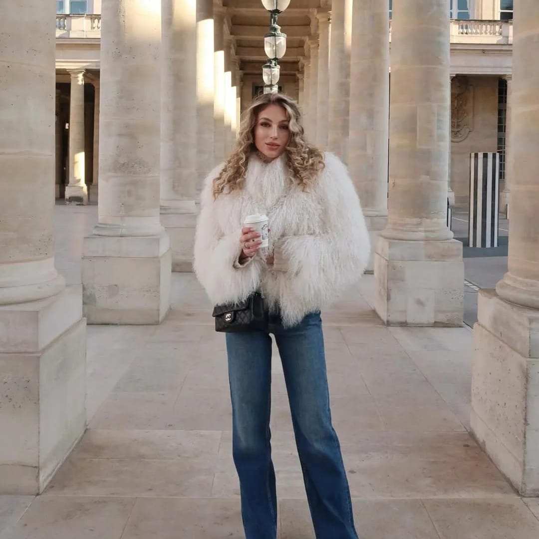 Customer photo review of Liza Fuzzy Faux Fur Coat