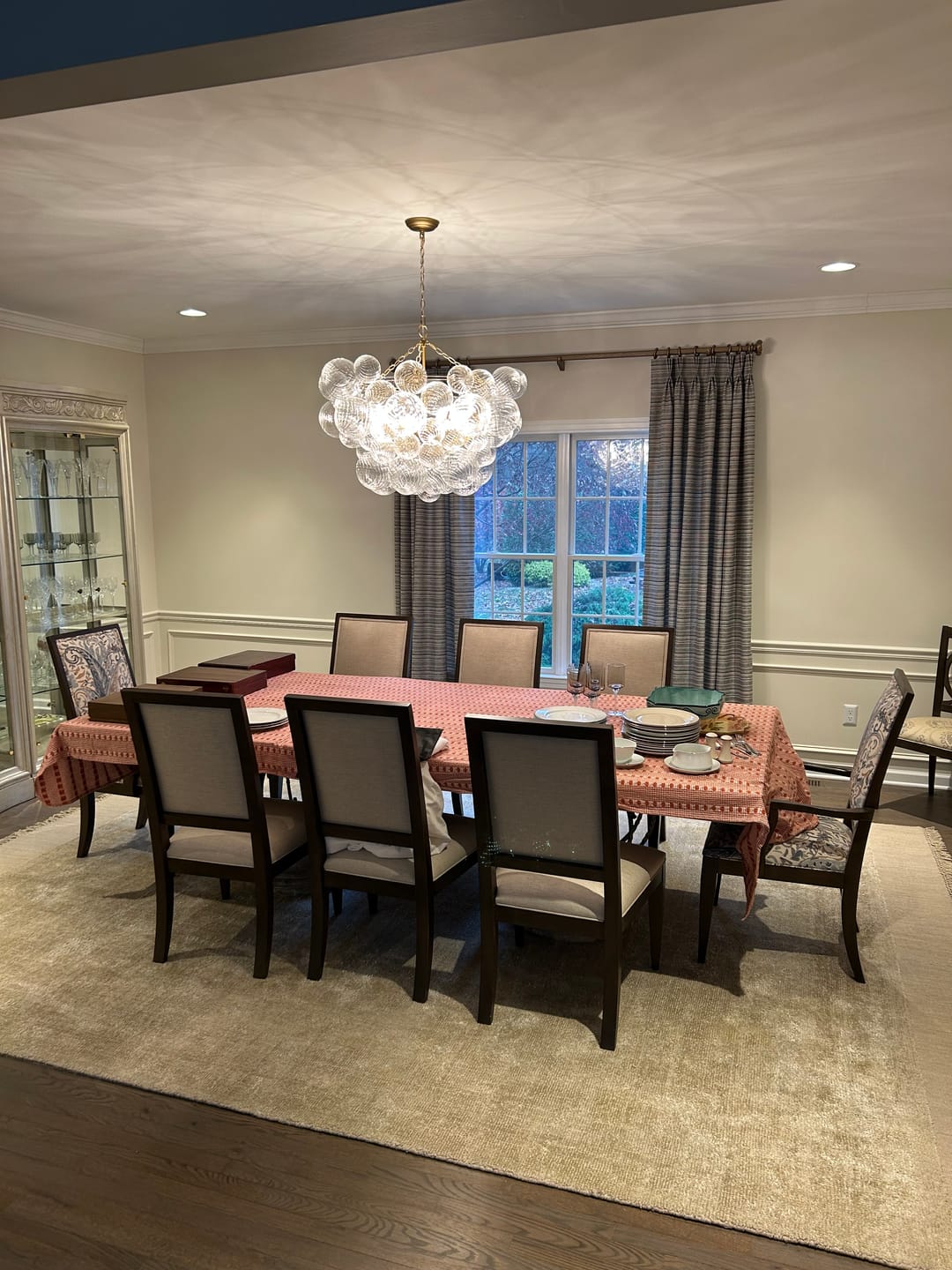Customer photo review of Brass Cluster Ribbed Glass Globe Bubble Chandelier