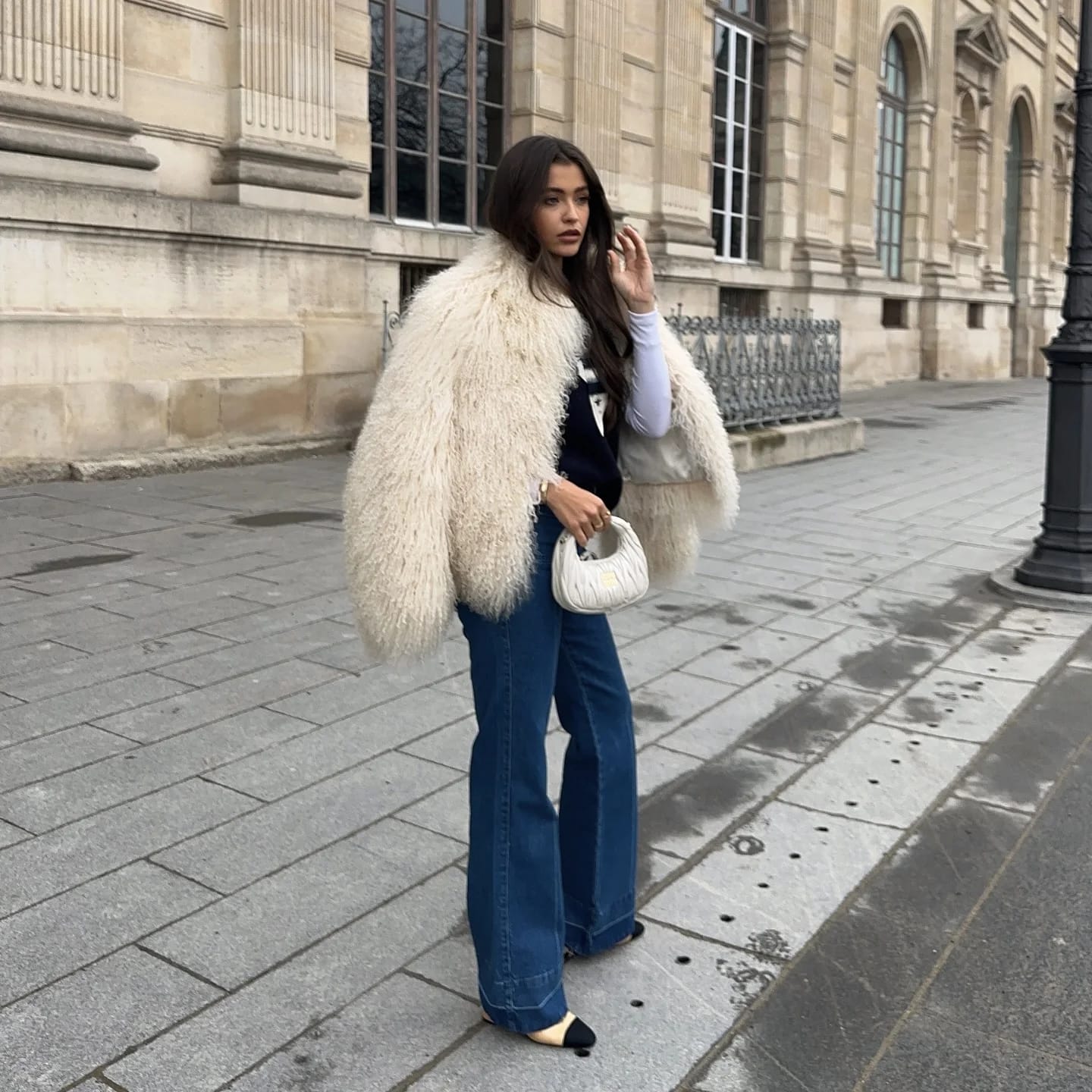 Customer photo review of Liza Fuzzy Faux Fur Coat