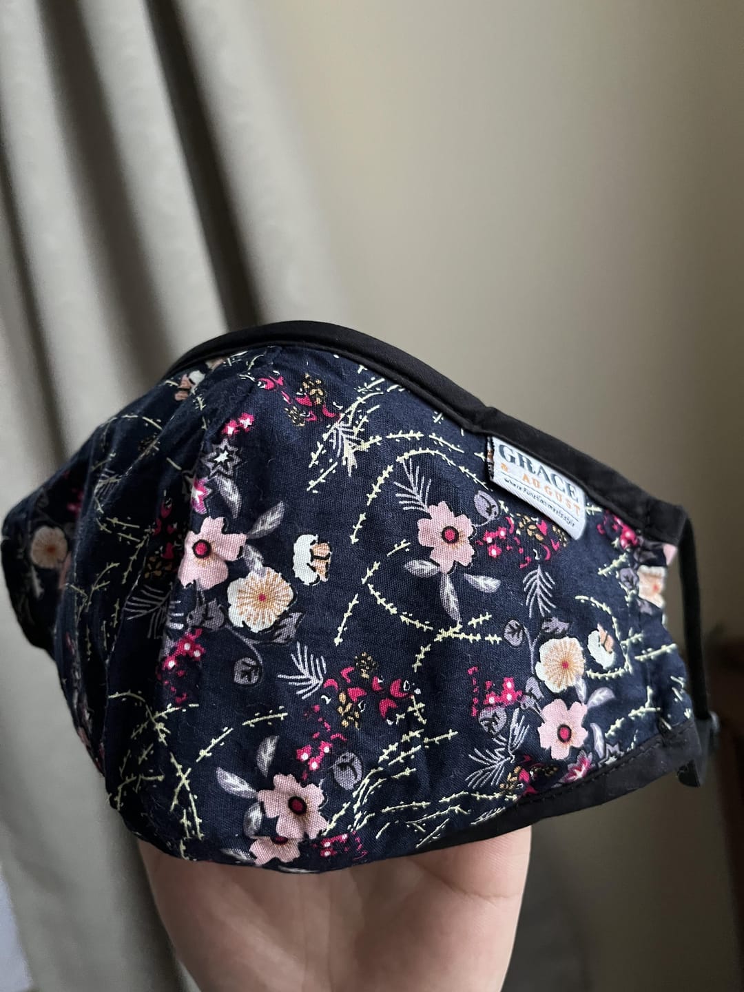 Customer photo review of Reusable Fabric  Face Mask - with nose wire, Filter Pocket & 2 X PM2.5 Filters- Black
