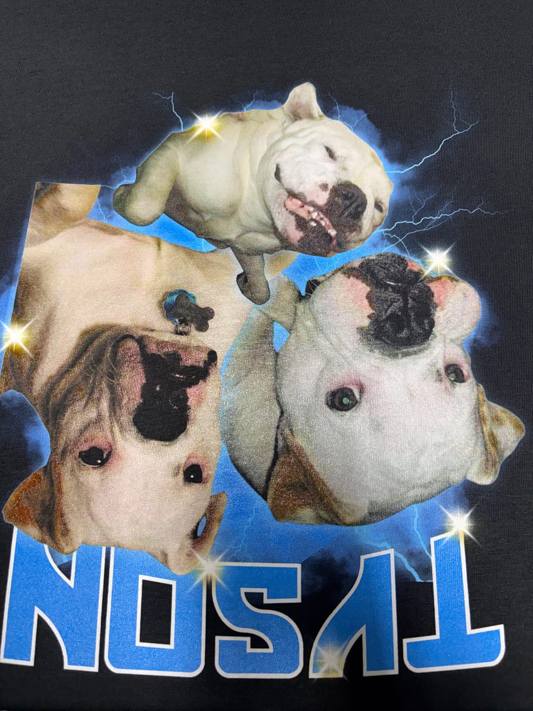 Customer photo review of CUSTOM BOOTLEG DOG SHIRT – 90S STYLE PERSONALIZED PET TEE