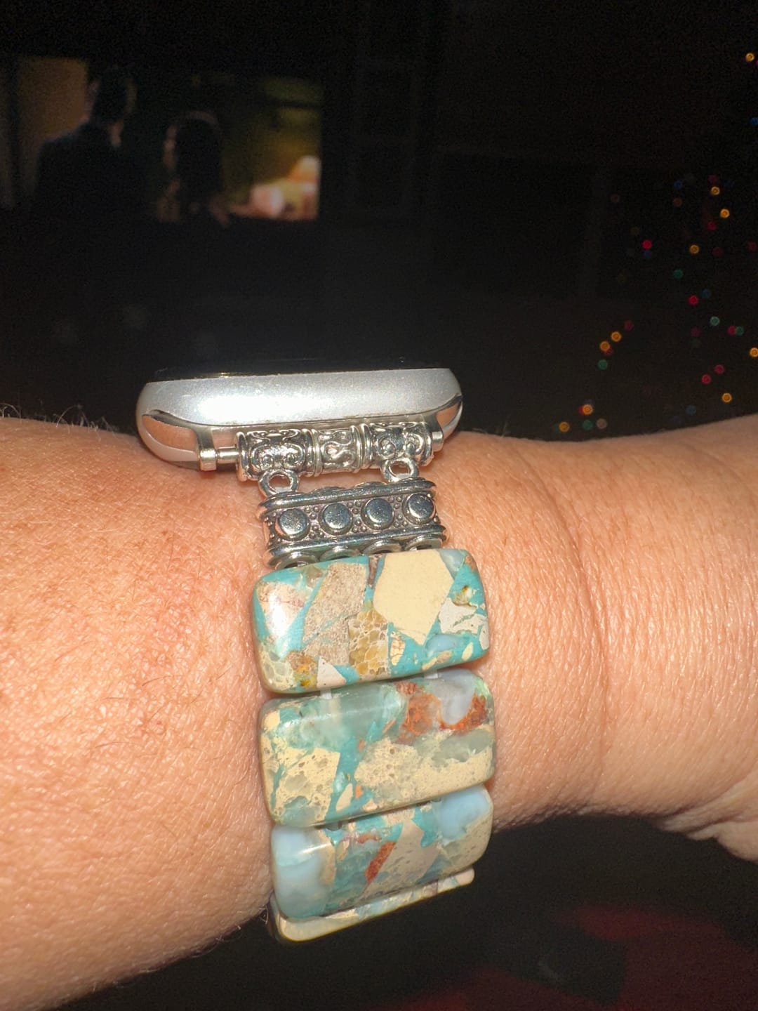Customer photo review of Earth Tibetan Jasper Stretch Apple Watch Strap