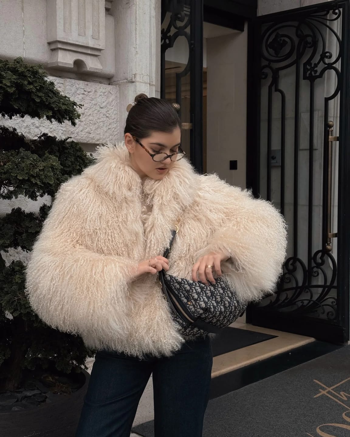 Customer photo review of Liza Fuzzy Faux Fur Coat