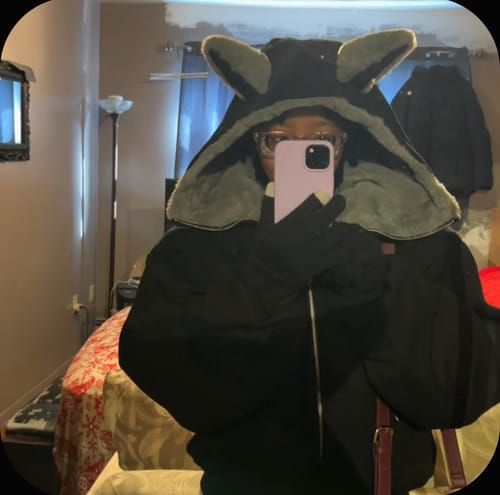 Customer photo review of Omirad Bunny Ear Sherpa Hoodie Jacket