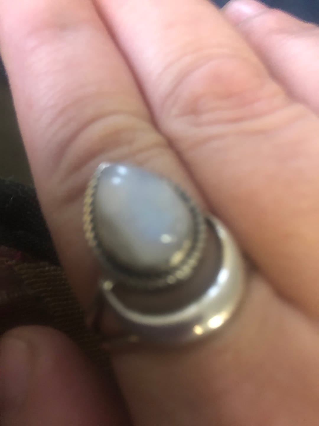 Customer photo review of Sterling Silver Crescent Moon Moonstone Ring