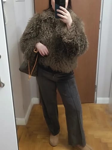 Customer photo review of Liza Fuzzy Faux Fur Coat