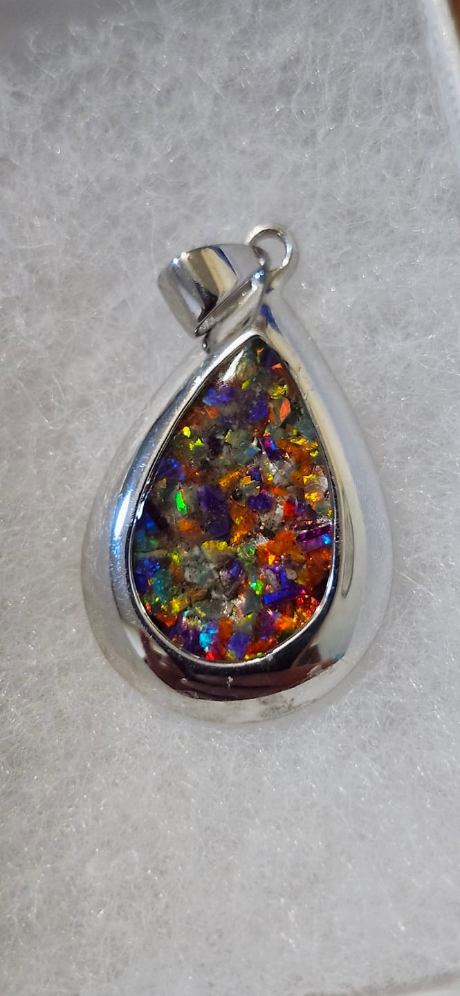 Customer photo review of Pear Drop Opal Cremation Pendant - Engravable