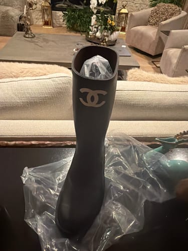 Customer photo review of cc rainboot chanel black coler
