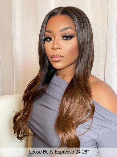 Customer photo review of Loose Body Wave Glueless Wig 5x5 HD Lace Invisible Knots 180% Density