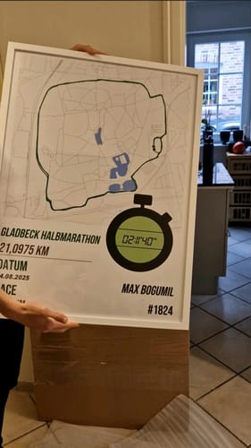 Customer photo review of GPX Route Poster – Dein Lauf als personalisiertes Kunstwerk