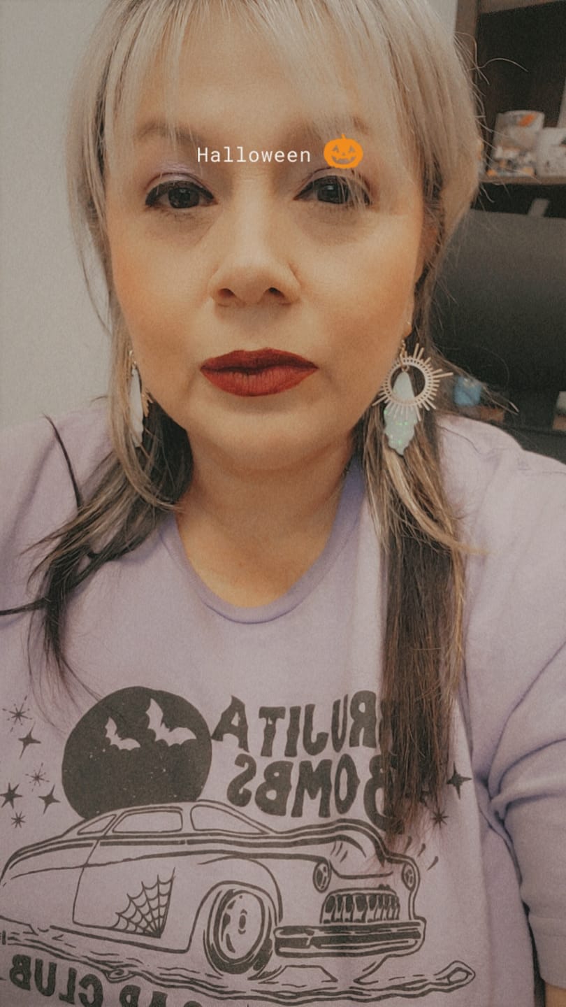 Customer photo review of Santa Fantasma Dangle Earrings