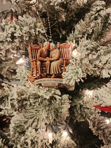 Customer photo review of Old Couple Sitting On Rocking Chairs Together Personalized Christmas Acrylic Ornament