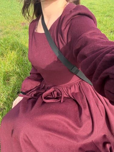 Customer photo review of Burgundy maxi autumn wool womens dress 5359