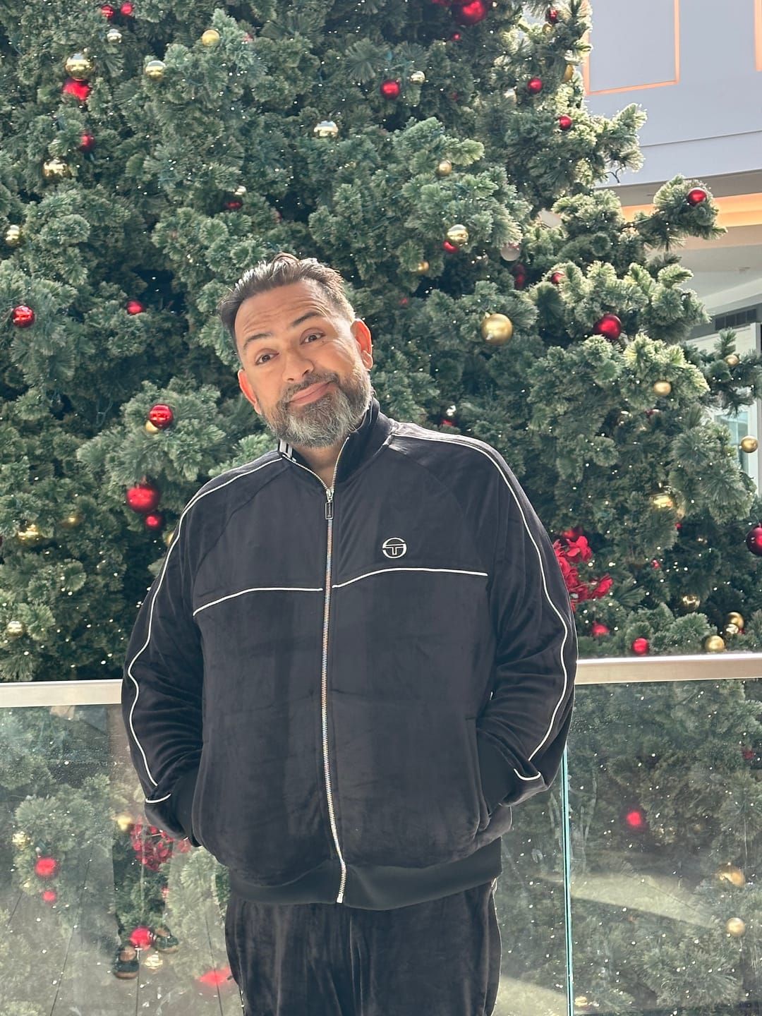 Customer photo review of Lioni Velour Track Jacket- Black Beauty