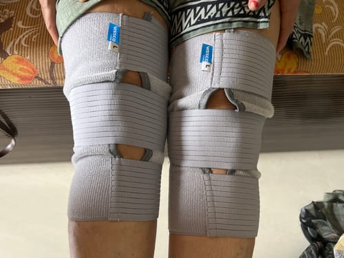 Customer photo review of Knee Wrap With Loop Elastic Technology | Provides optimum Compression & support to the Knee | Color - Grey (Single Piece)