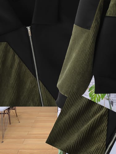 Customer photo review of Men's Colorblock Corduroy Long Sleeve Jacket SKUL30494