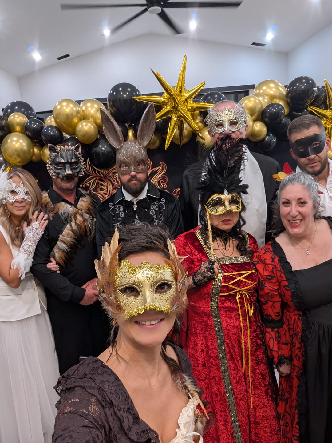 Customer photo review of Replay-able Masquerade Murder Mystery Dinner Party Game for Up to 20 Adults - Host Your Own Dinner Party Game Night - Masquerade Venetian Carnival Theme - Mardi Gras Fancy Dress Dinner Party V2
