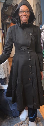 Christina J. review of Black Hooded Long Wool Coat C4330 image 1 out of 1