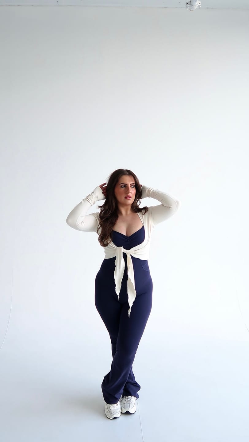 Customer photo review of The Sculpt Onesie / Navy-Crème