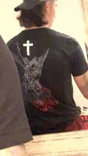 Customer photo review of SAINT MICHAEL T-shirt