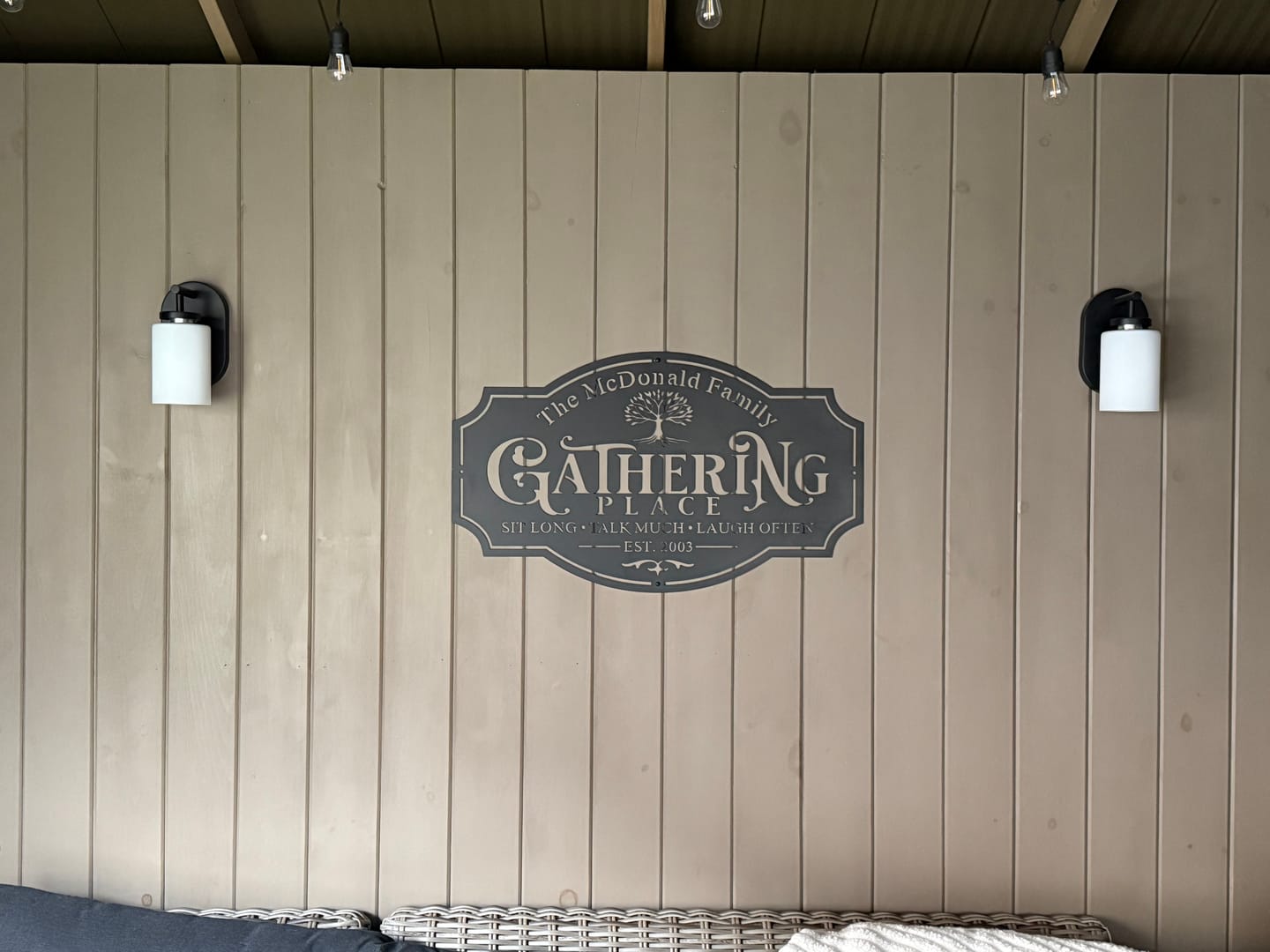Customer photo review of Gathering Metal Sign