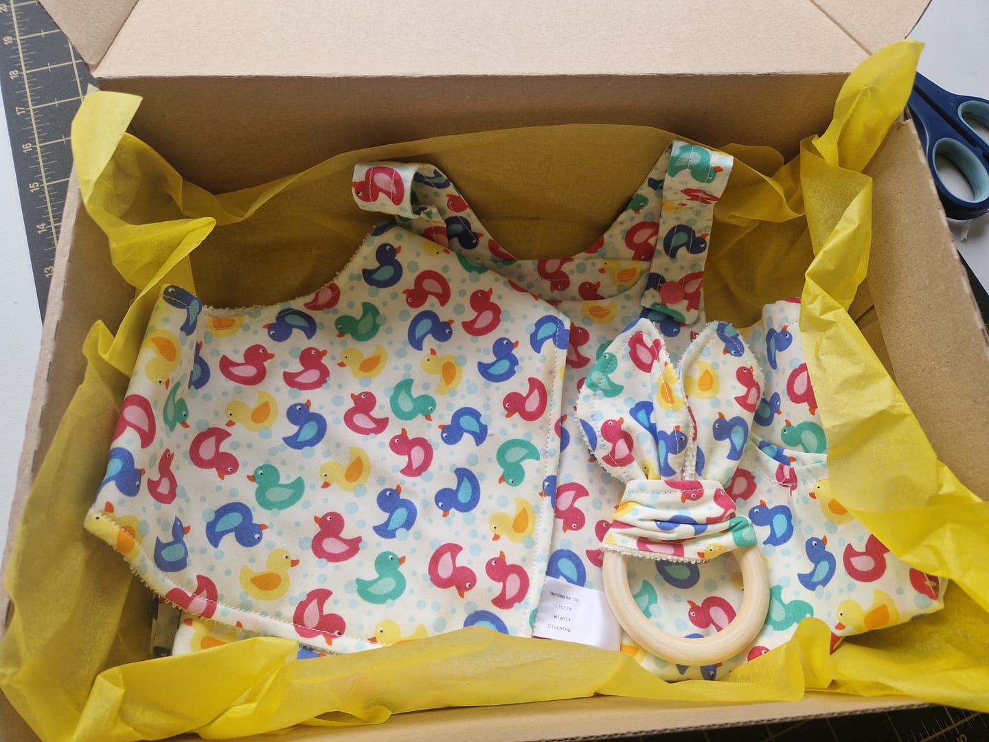 Customer photo review of Multicoloured Ducks Rose & Hubble Cotton Poplin Fabric