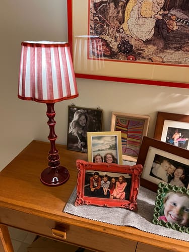 Customer photo review of Red Stripe Scallop Lamp Shade
