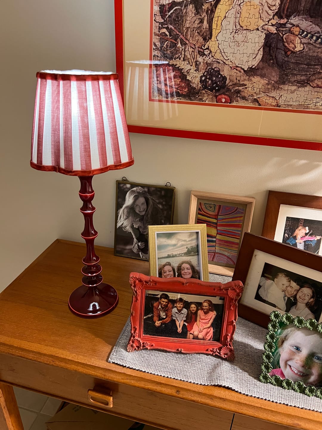 Customer photo review of Red Stripe Scallop Lamp Shade