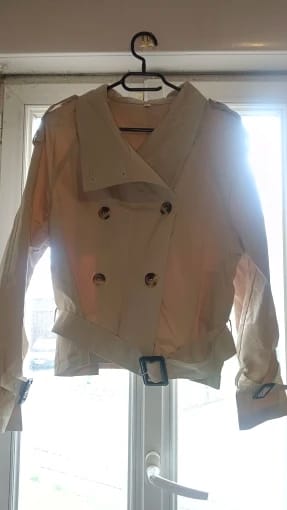 Customer photo review of Lisa Cropped Trench Coat