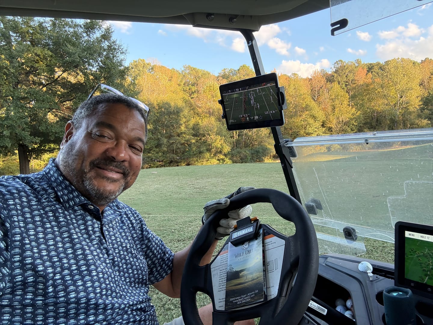 Customer photo review of Shaft Caddy 1.0 | Golf Cart Phone & Tablet Holder